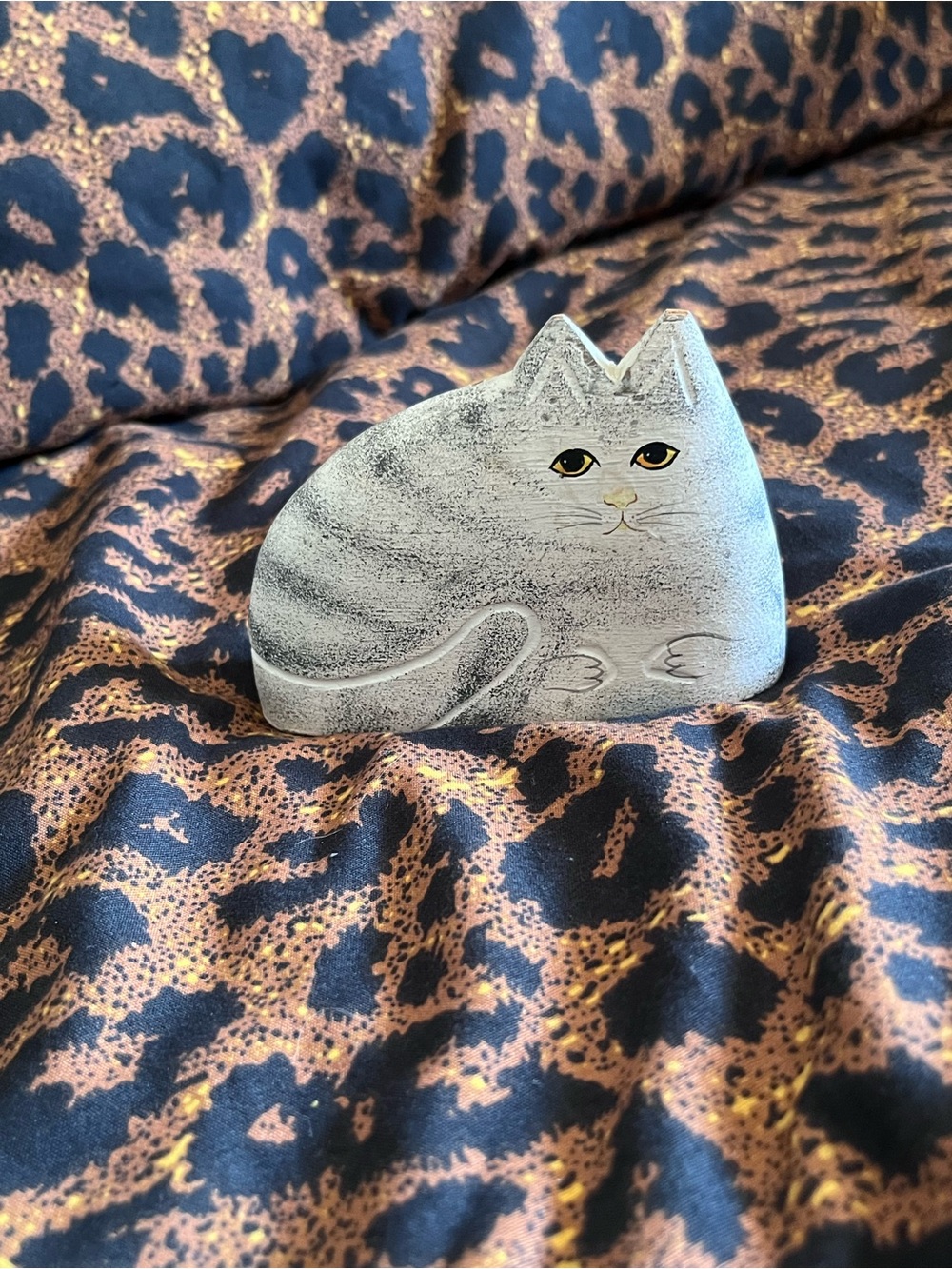 Hand made wood cat hand painted